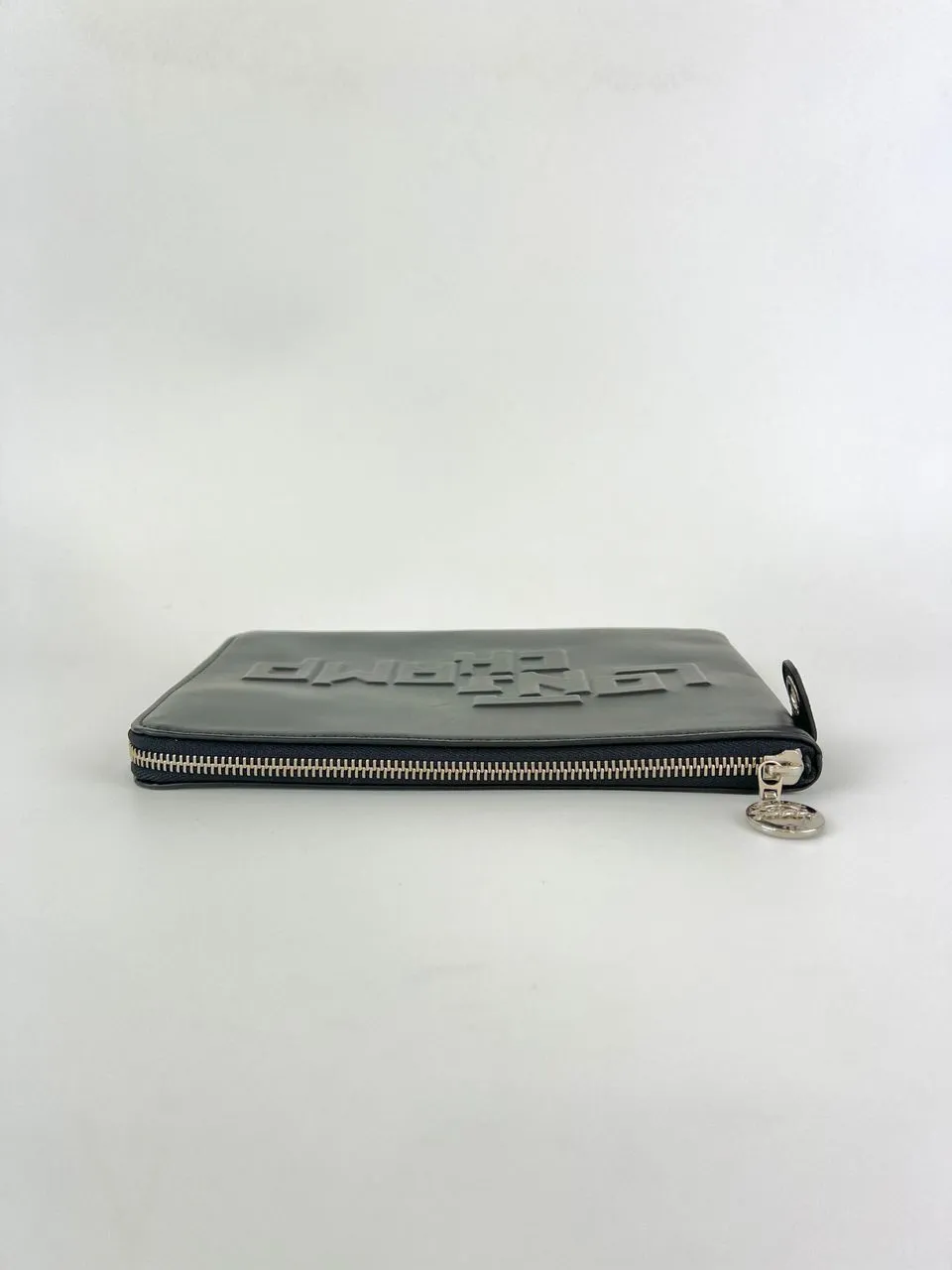 Black Leather Logo Clutch&nbsp;