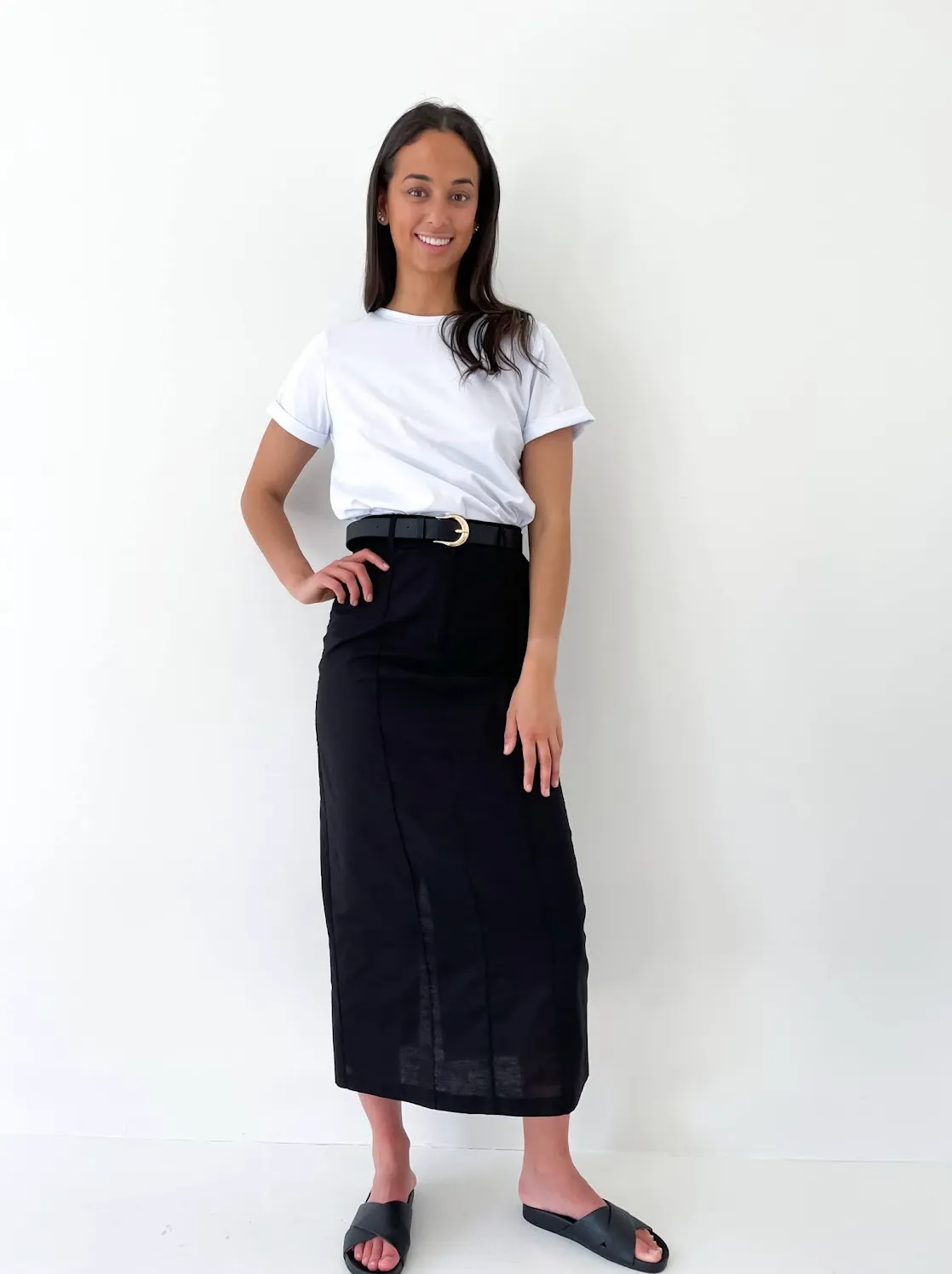 Black Linen Skirt