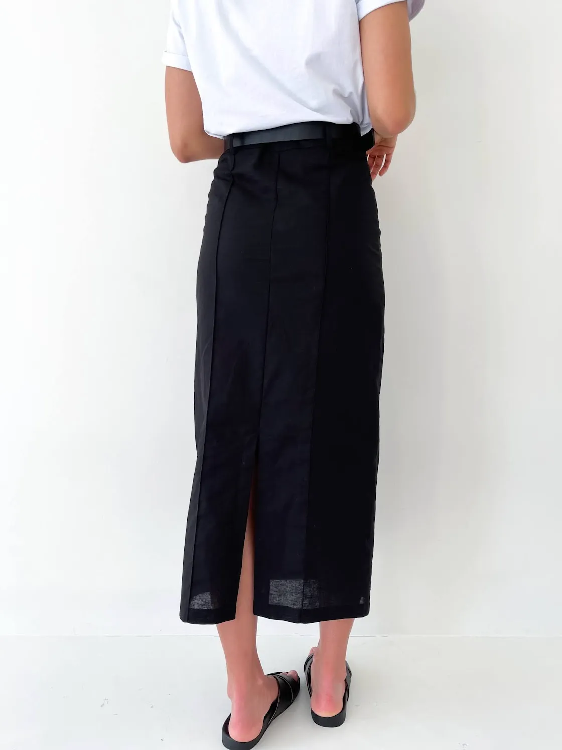 Black Linen Skirt