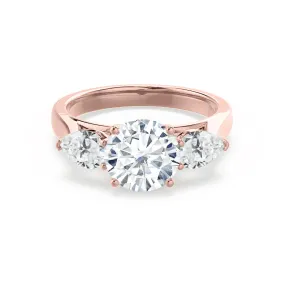 BLOSSOM - Round Lab Diamond & Pear Cut Diamond 18k Rose Gold Trilogy Ring