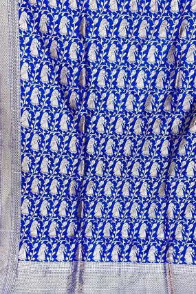 Blue Banarasi Handloom Pure Katan Silk Dupatta