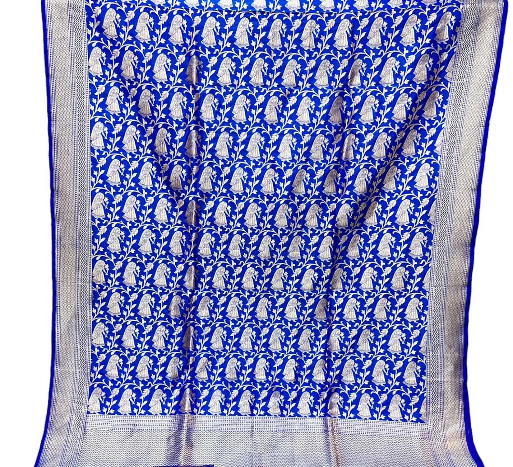 Blue Banarasi Handloom Pure Katan Silk Dupatta