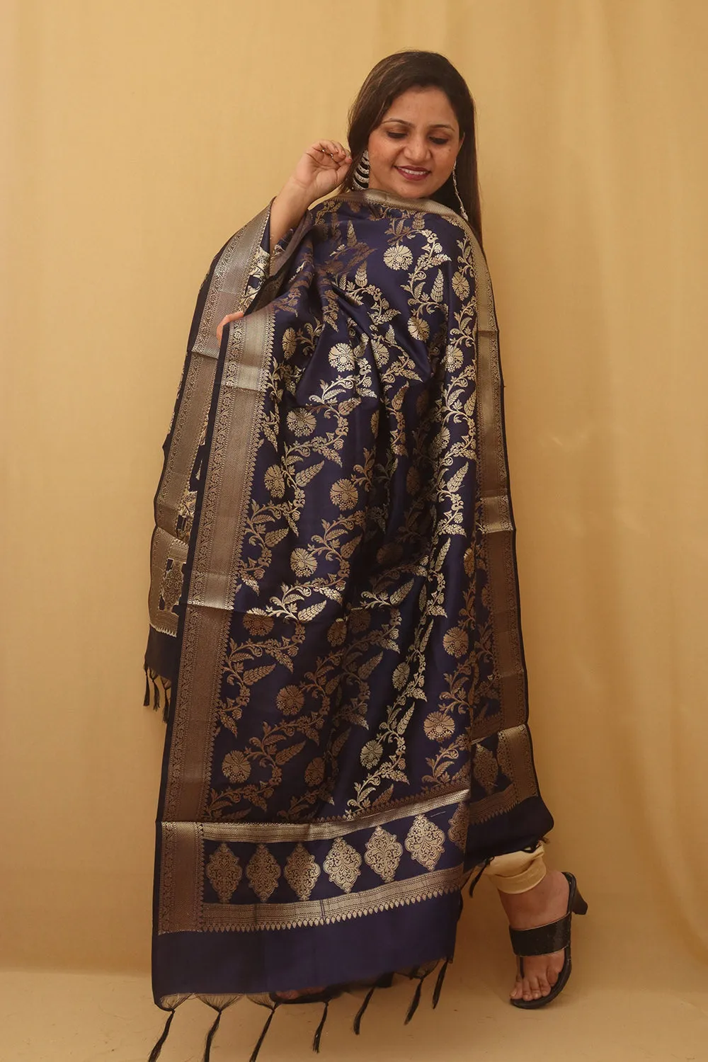 Blue Banarasi Silk Dupatta