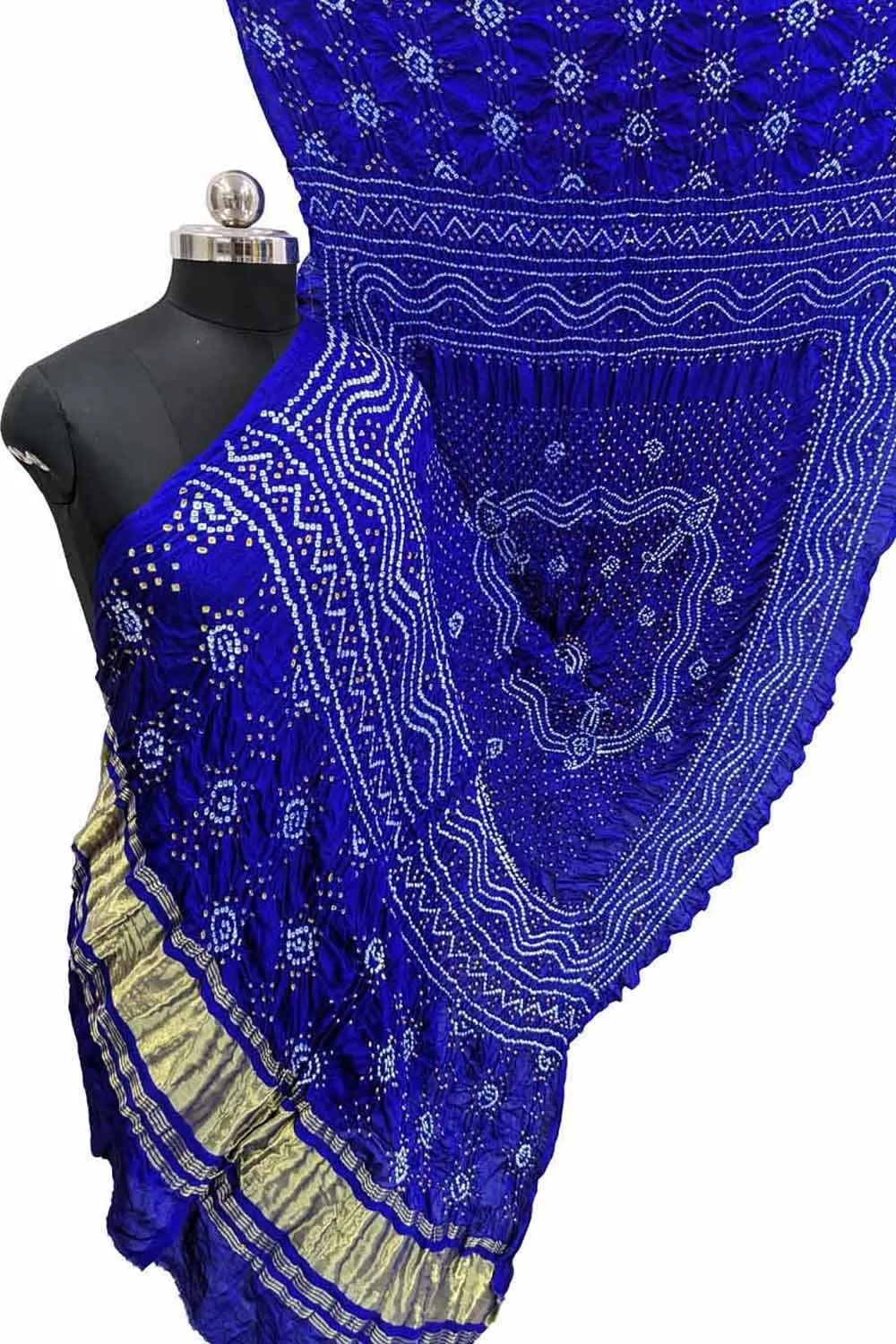 Blue Bandhani Gajji Silk Dupatta - Elegant and Stylish