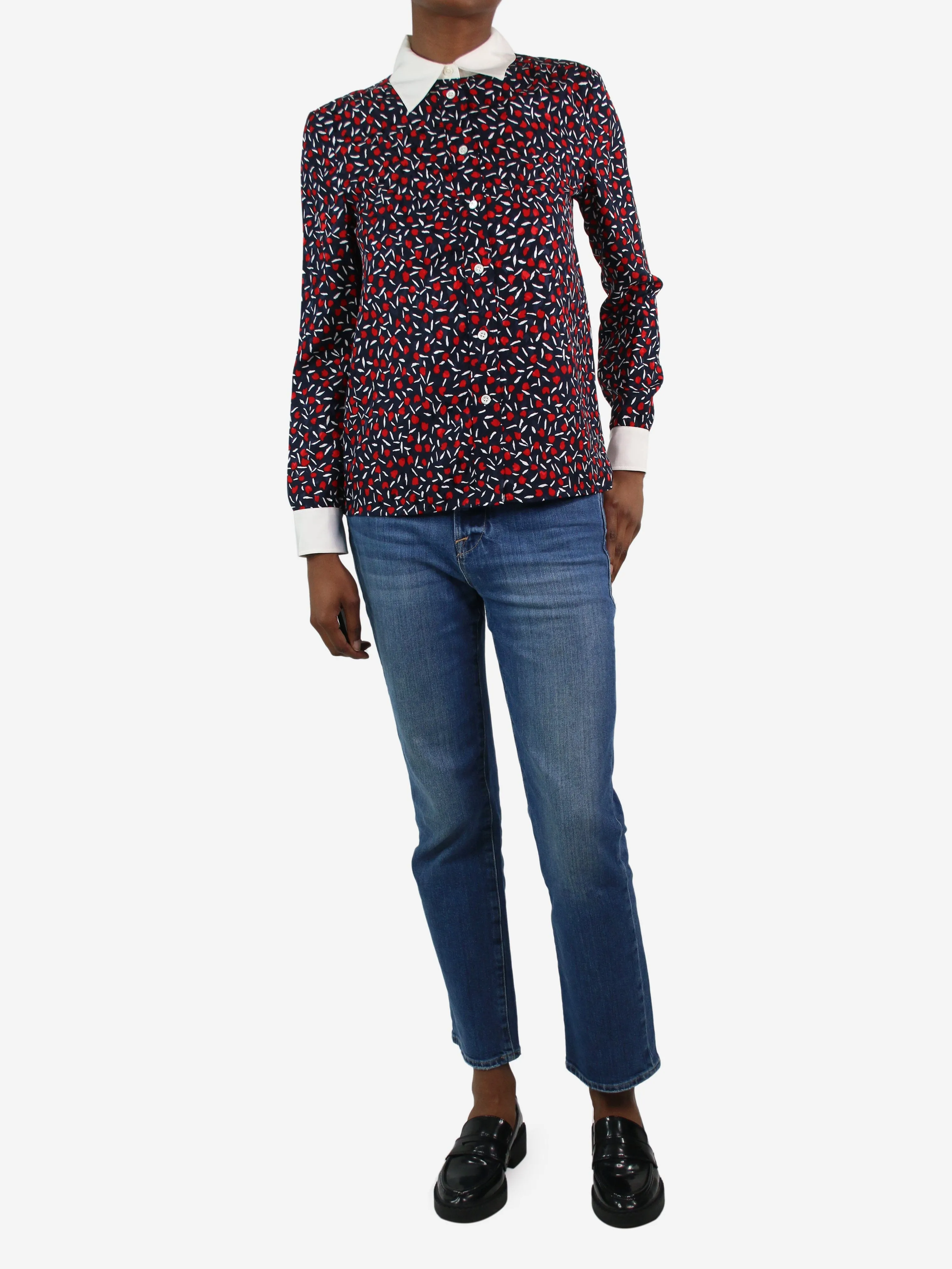 Blue button-up printed shirt - size FR 34