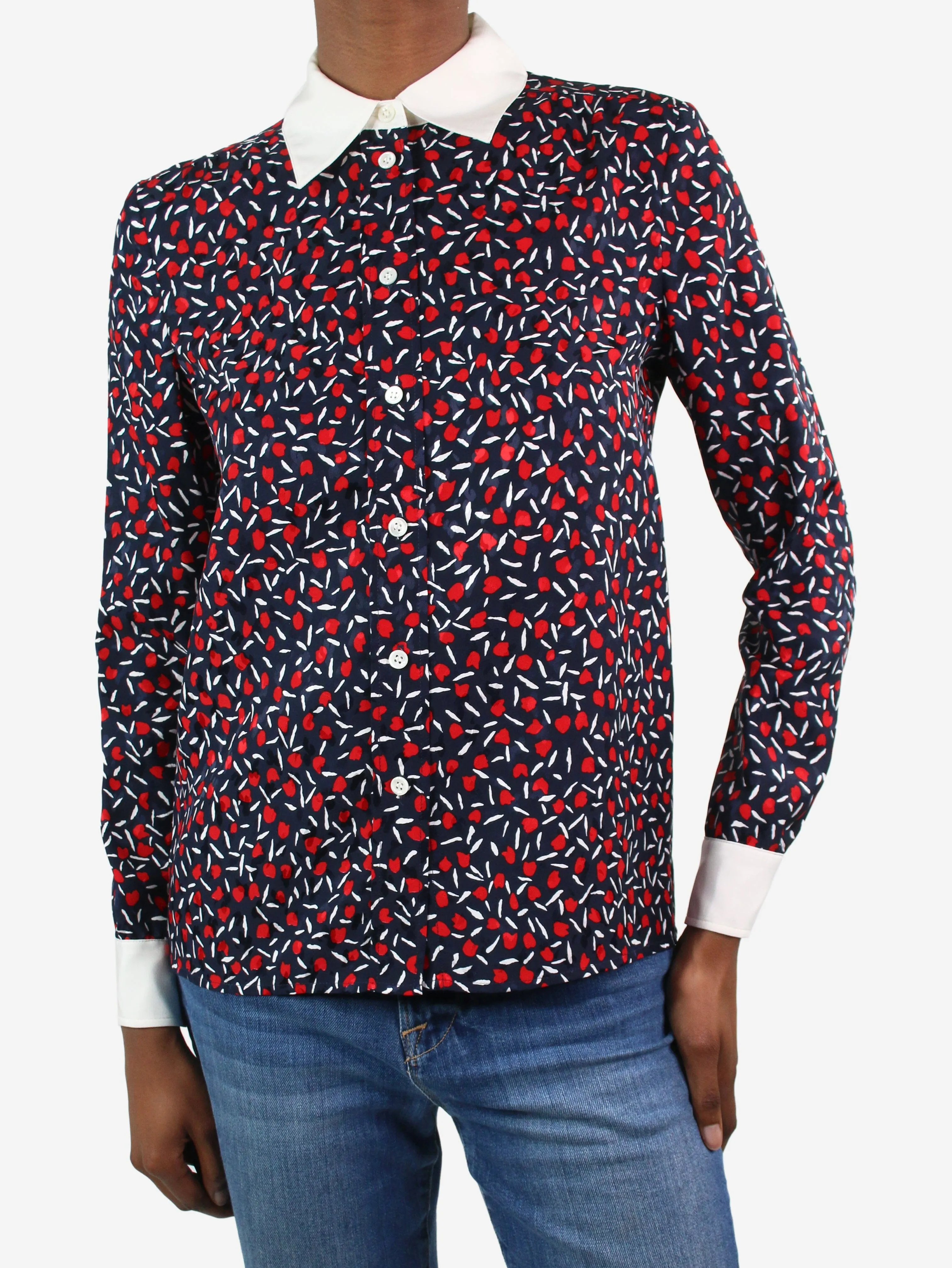 Blue button-up printed shirt - size FR 34