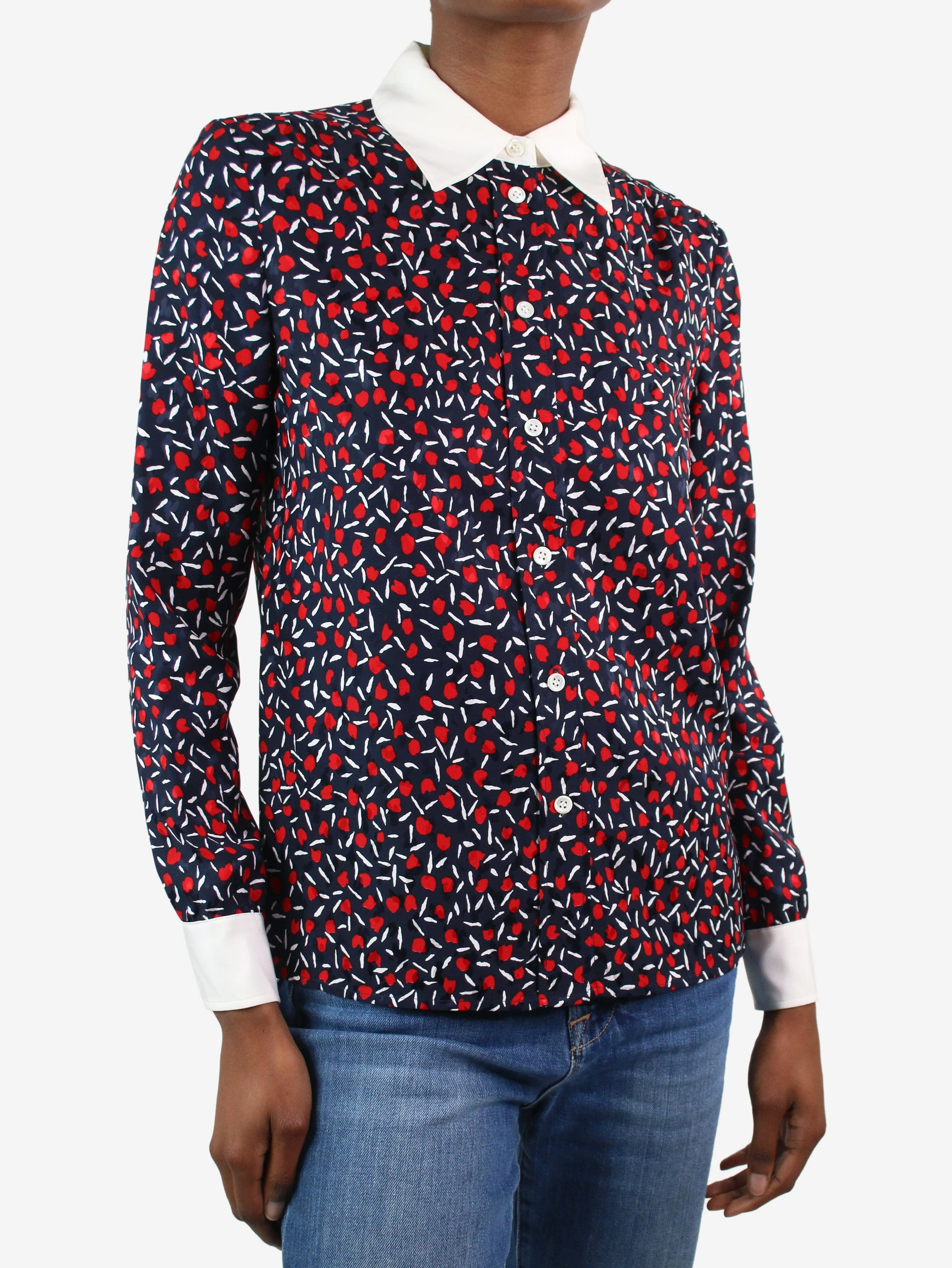 Blue button-up printed shirt - size FR 34