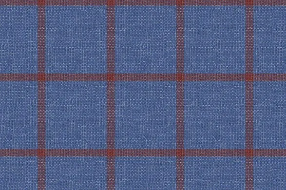 Blue Check 67% Wool 27% Silk 6% Linen (Ref-880078)