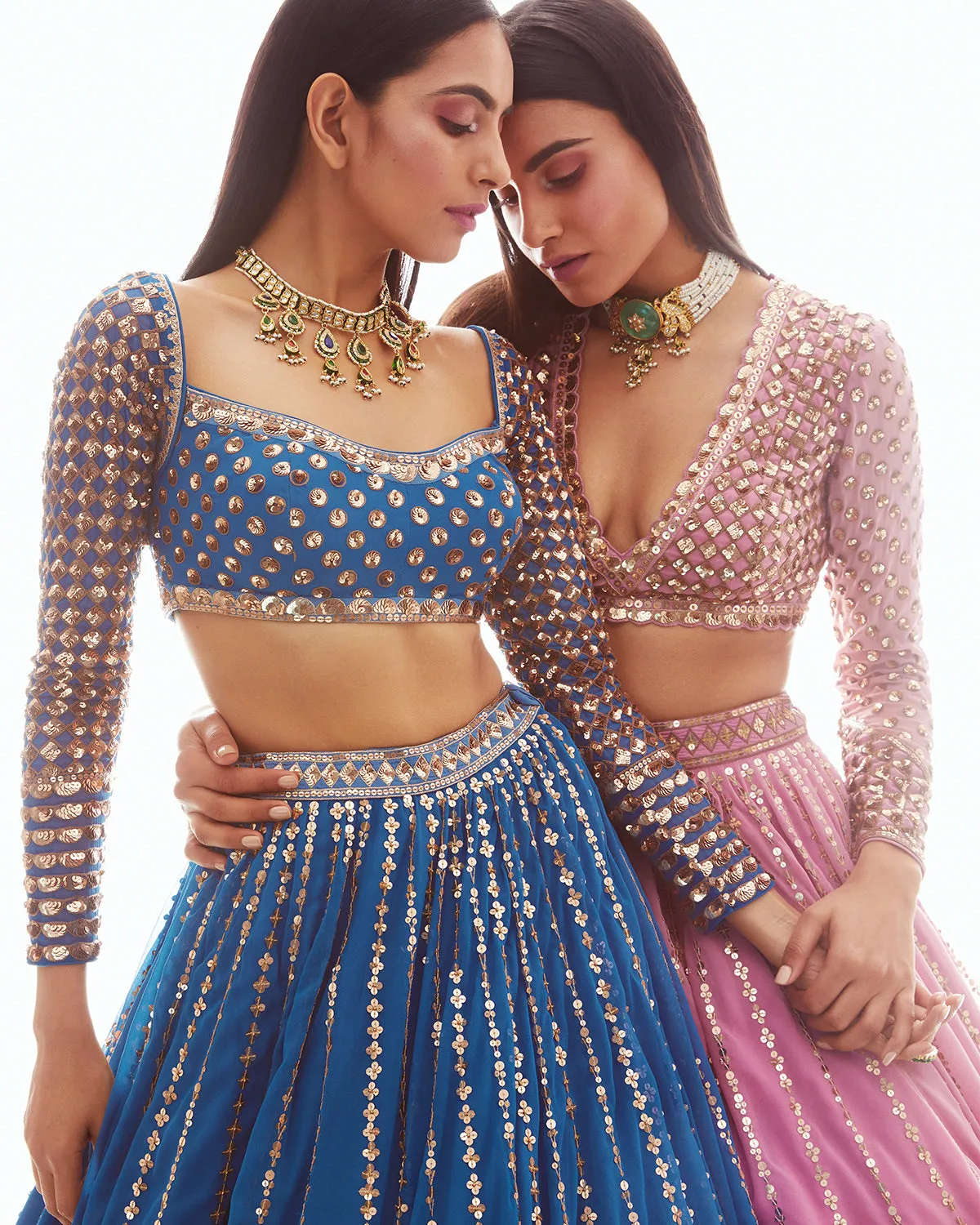 Blue Linear Drop Lehenga Set