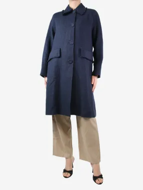 Blue linen buttoned coat - size UK 10