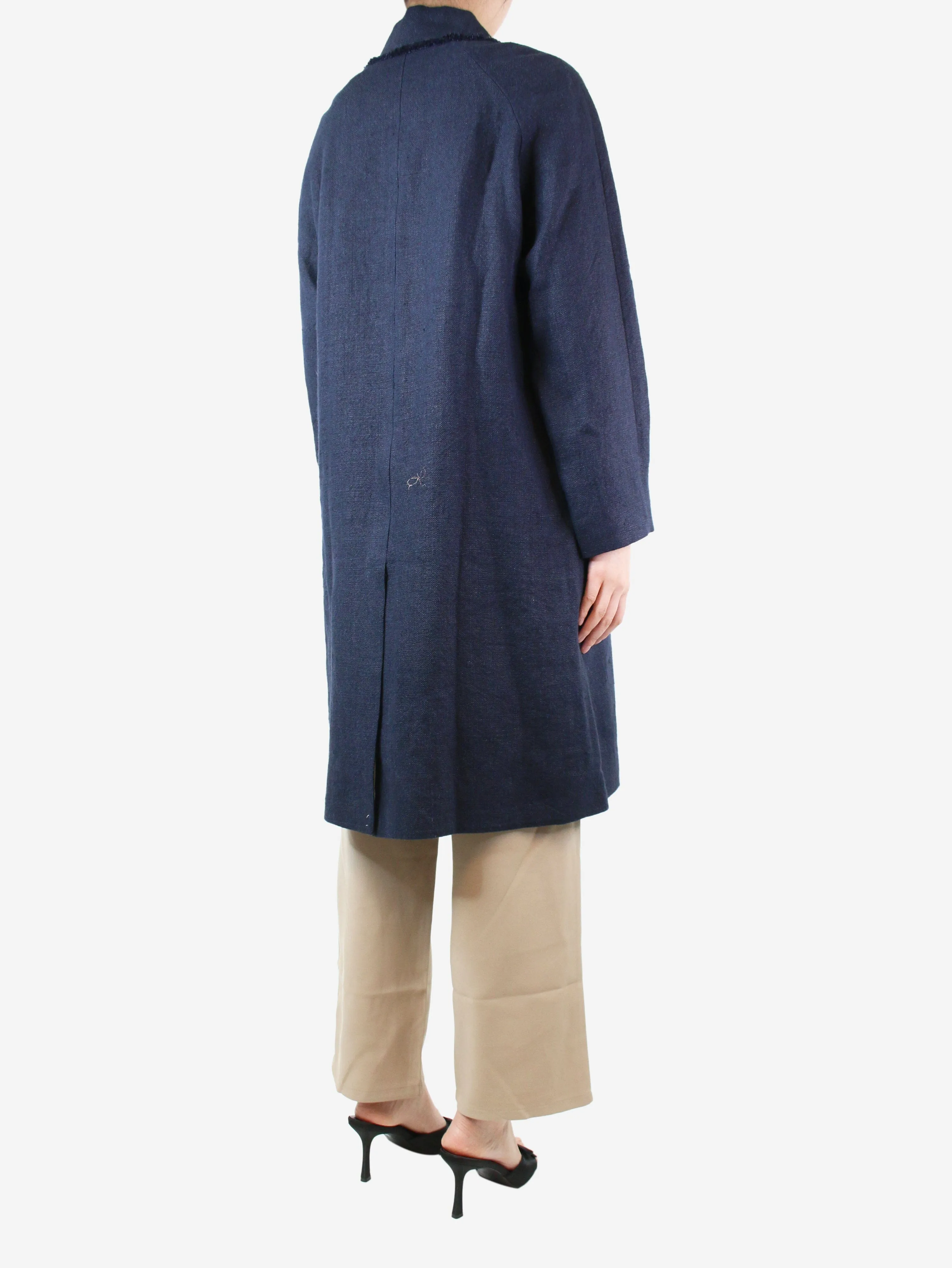 Blue linen buttoned coat - size UK 10