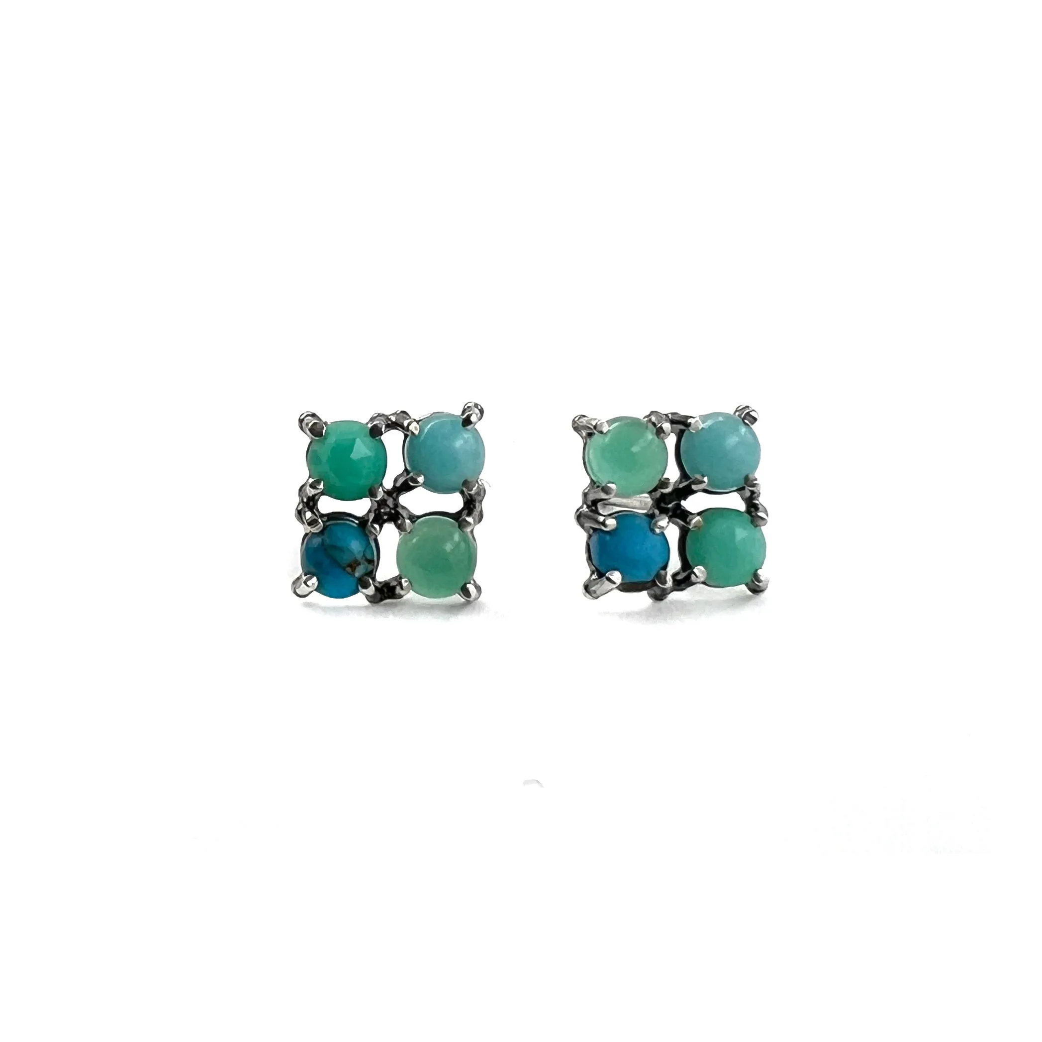 Blue Square Stud Earrings