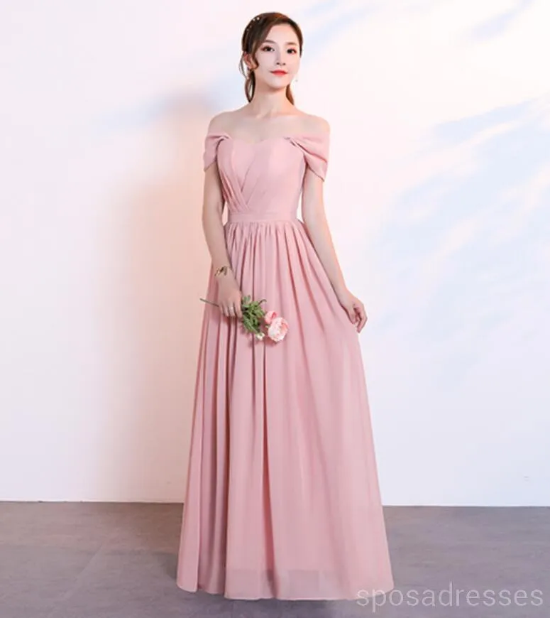 Blush Pink Floor Length Mismatched Chiffon Cheap Bridesmaid Dresses, WG534