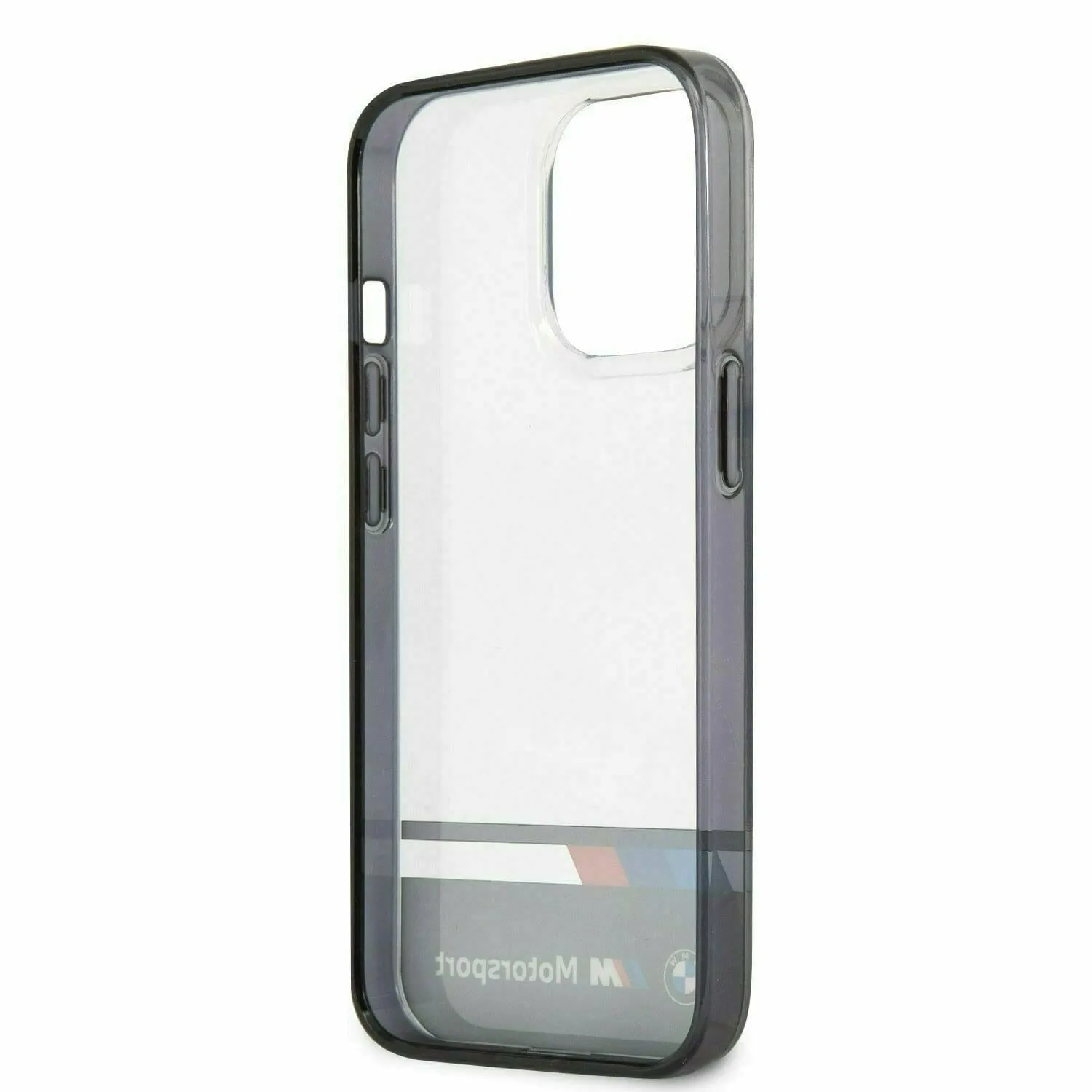 BMW Motorsports Hard Transparent Case Black "M" Logo Tri-Color & Stripes - iPhone 13