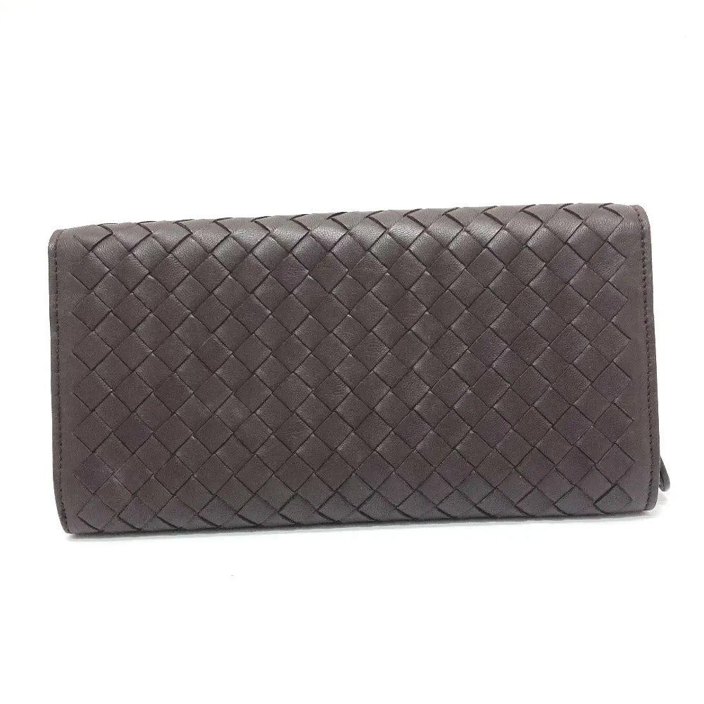 BOTTEGAVENETA Long Wallet Purse 150509 leather Brown INTRECCIATO mens Used Authentic