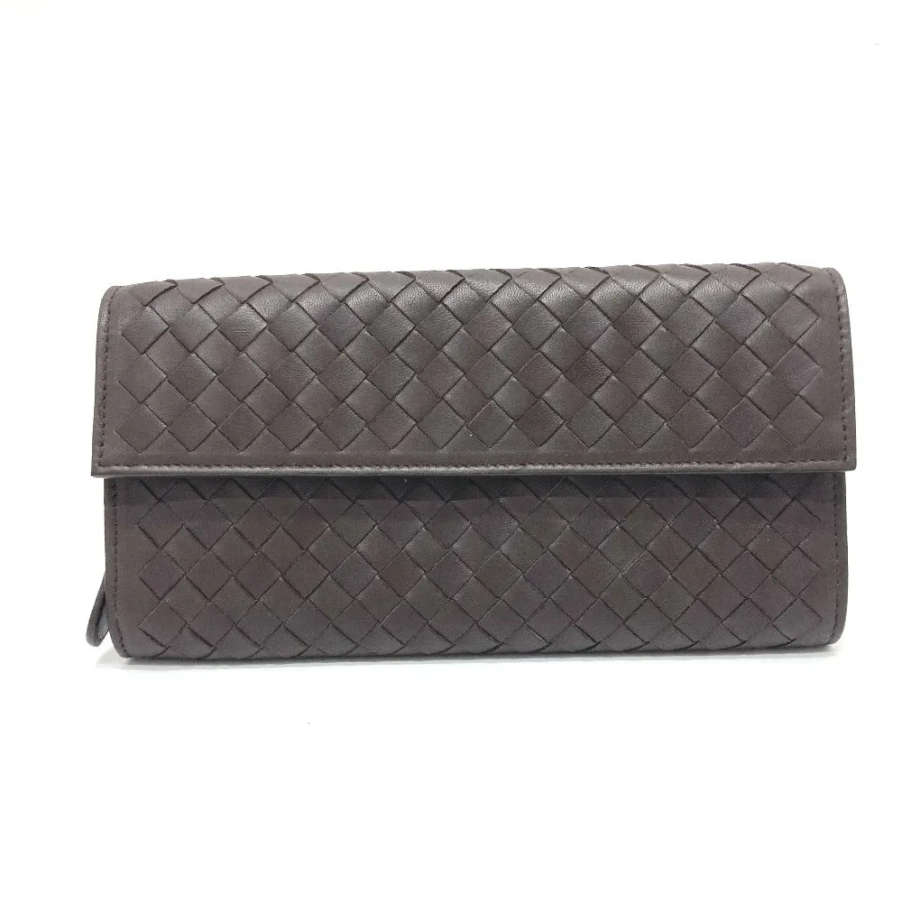 BOTTEGAVENETA Long Wallet Purse 150509 leather Brown INTRECCIATO mens Used Authentic