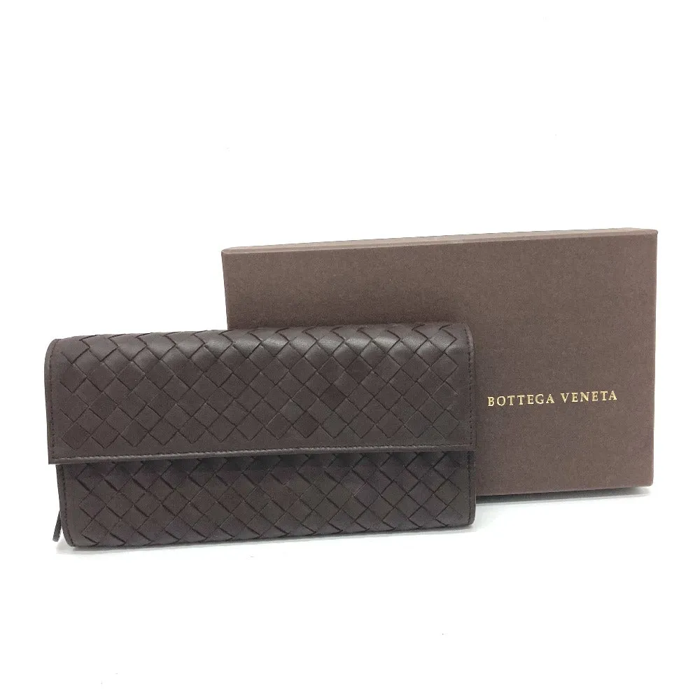 BOTTEGAVENETA Long Wallet Purse 150509 leather Brown INTRECCIATO mens Used Authentic