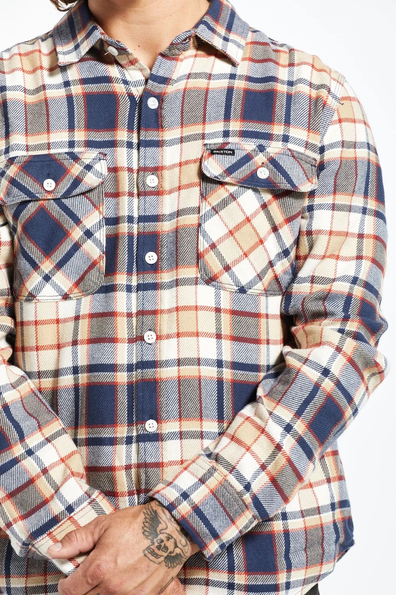 Bowery L/S Flannel - Washed Navy/Barn Red/Off White