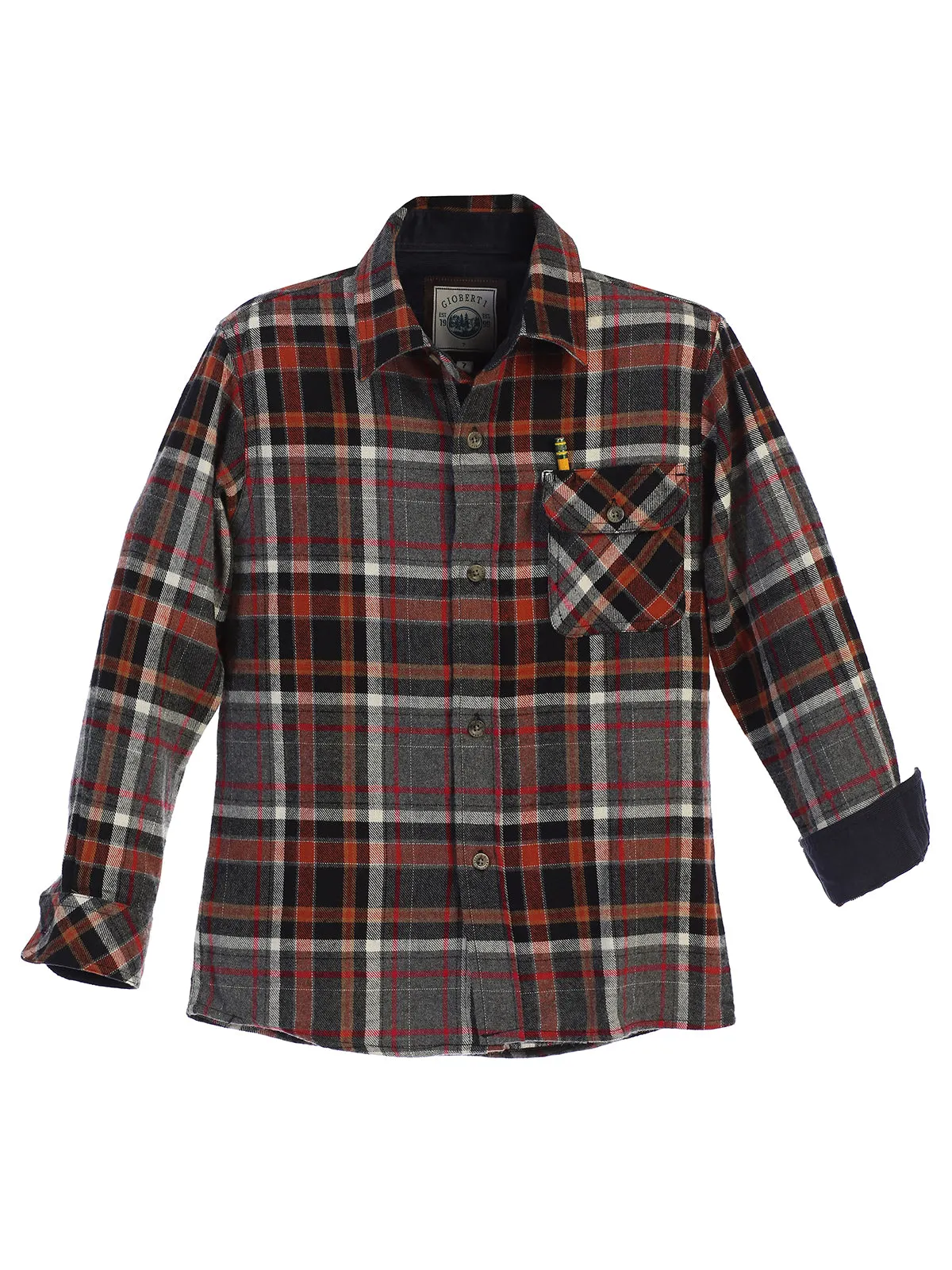 Boy's (8-18) Plaid Flannel w/ Corduroy Contrast