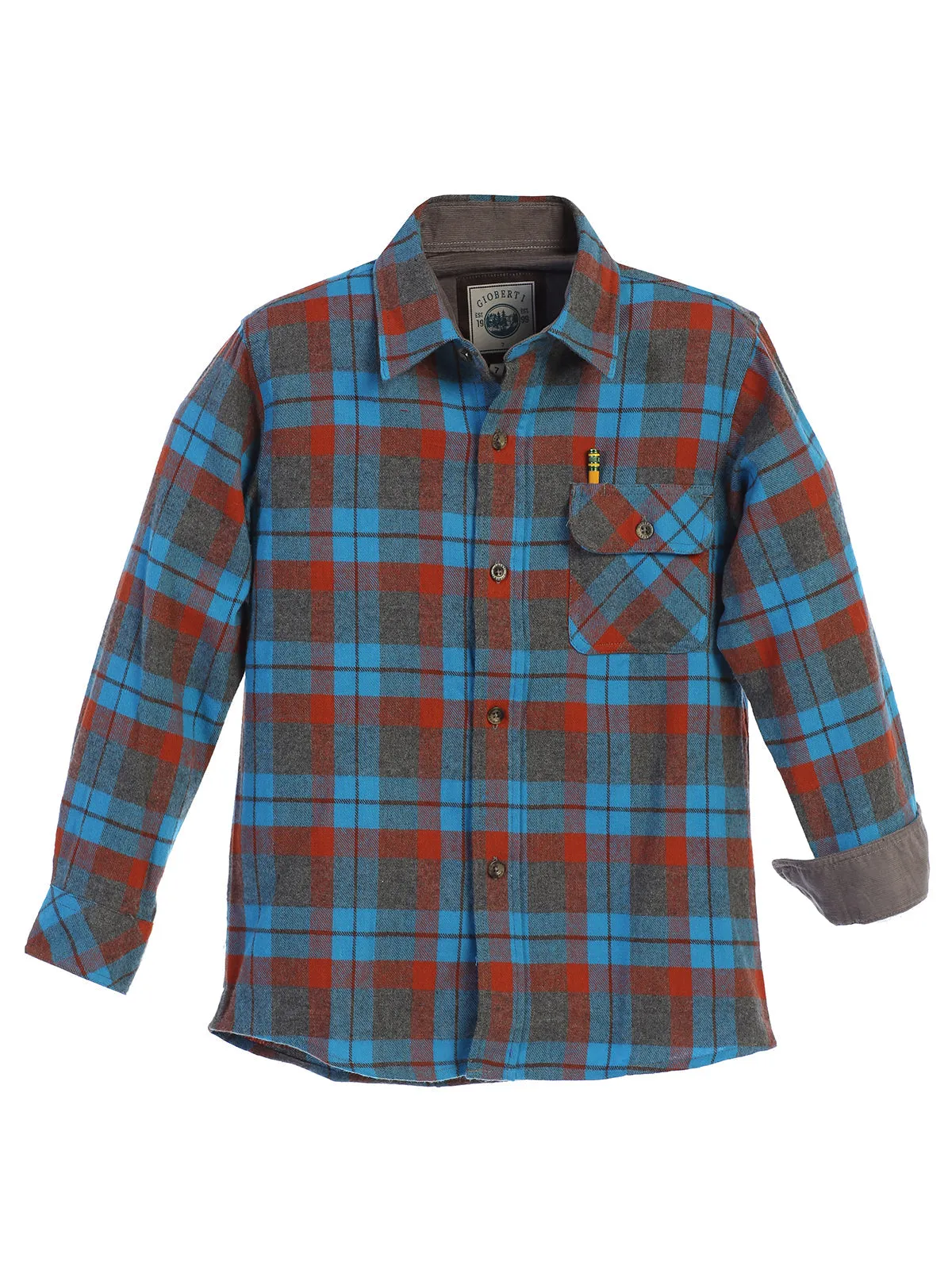 Boy's (8-18) Plaid Flannel w/ Corduroy Contrast