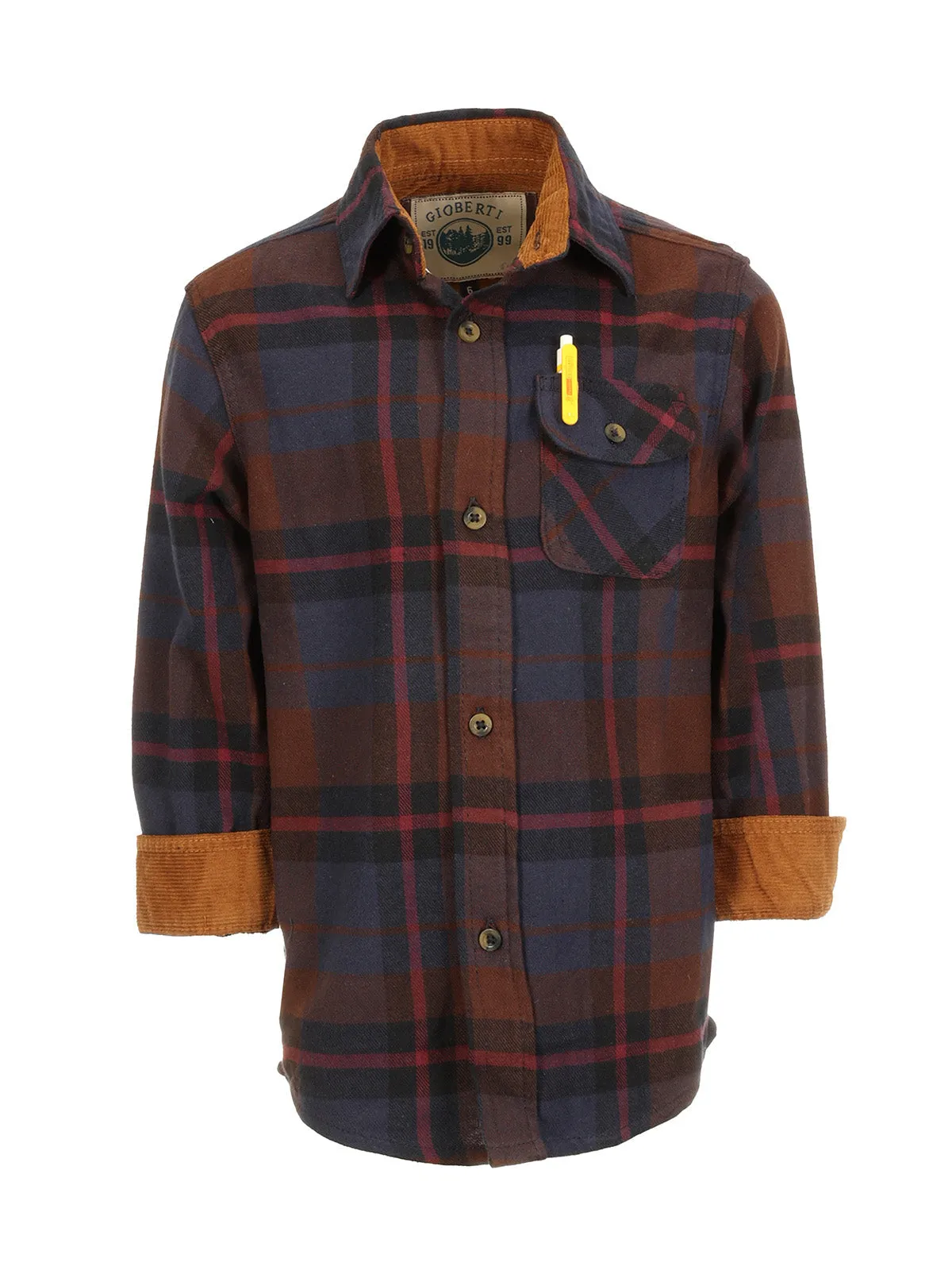 Boy's (8-18) Plaid Flannel w/ Corduroy Contrast