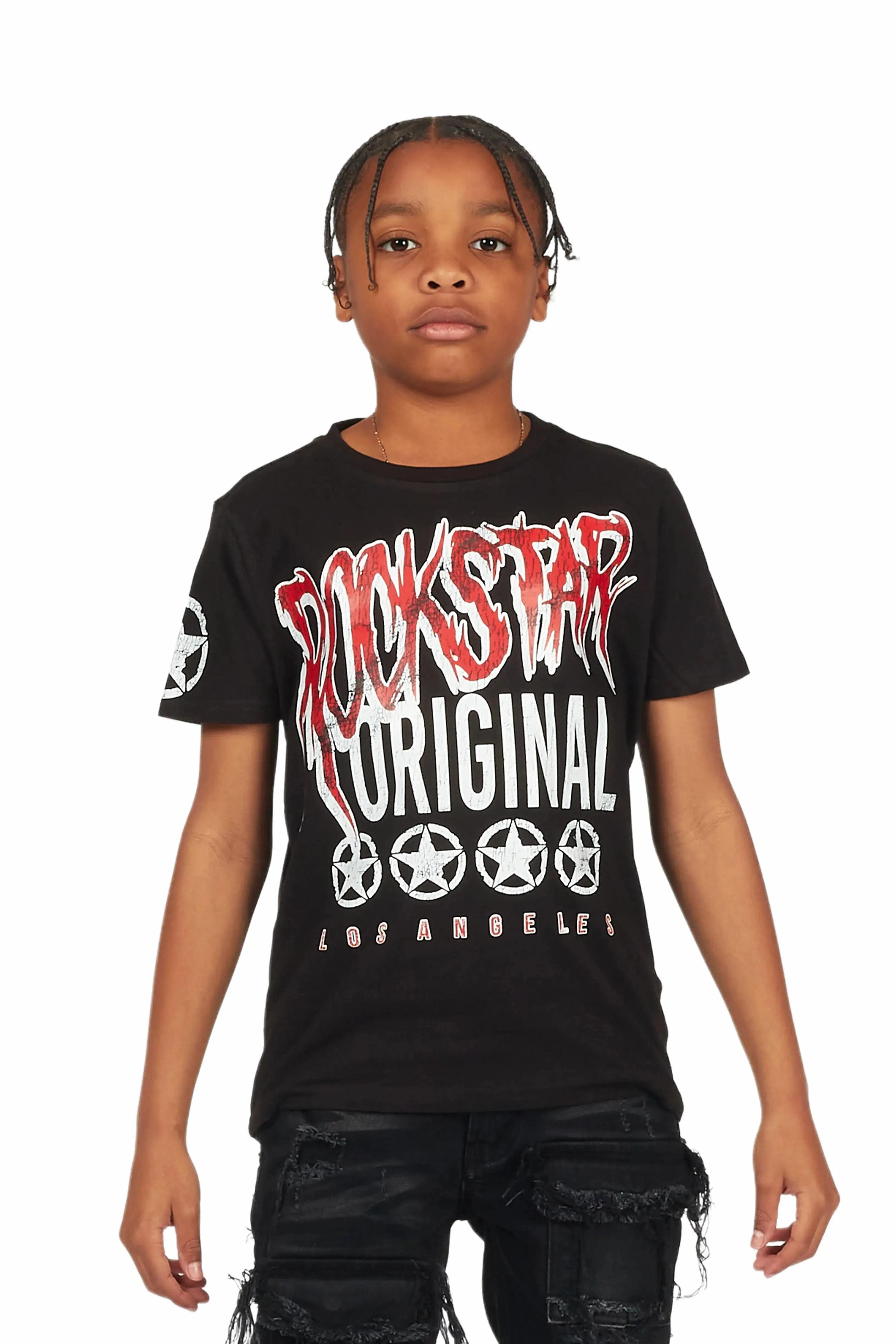 Boys Arjun Black Graphic T-Shirt