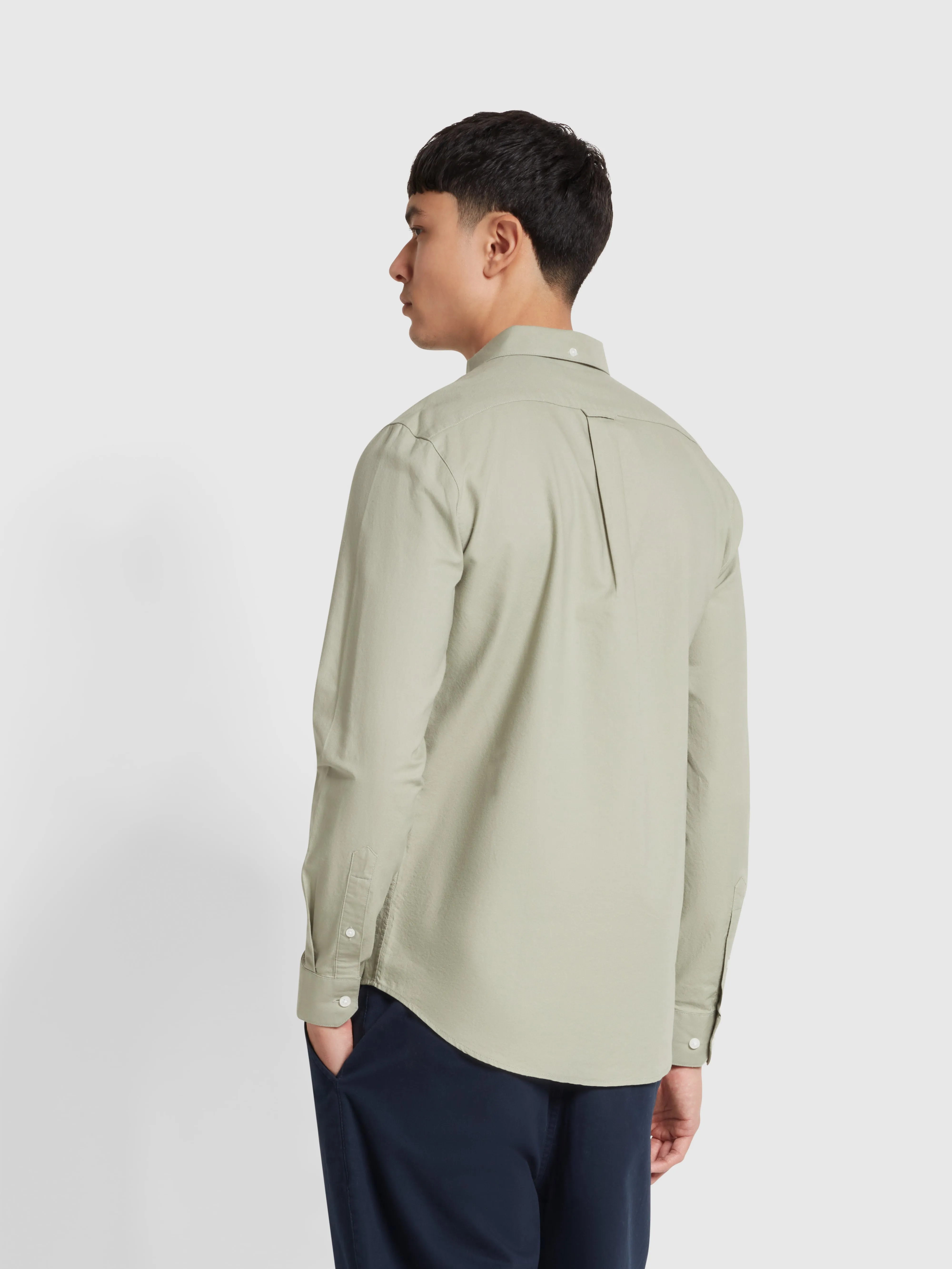 Brewer Slim Fit Organic Cotton Long Sleeve Shirt In Balsam