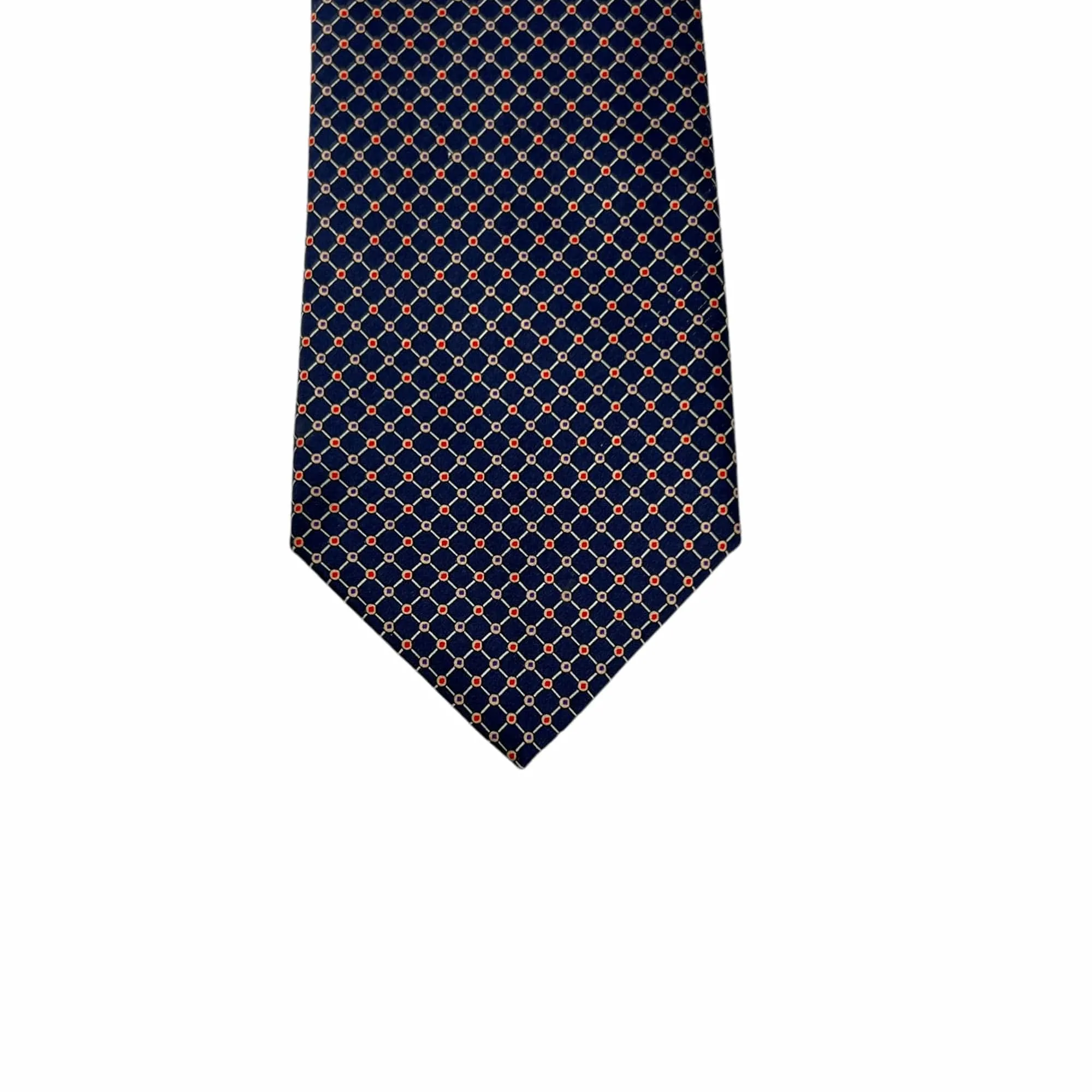 BRIONI Mini Print Handmade Silk Tie - Navy