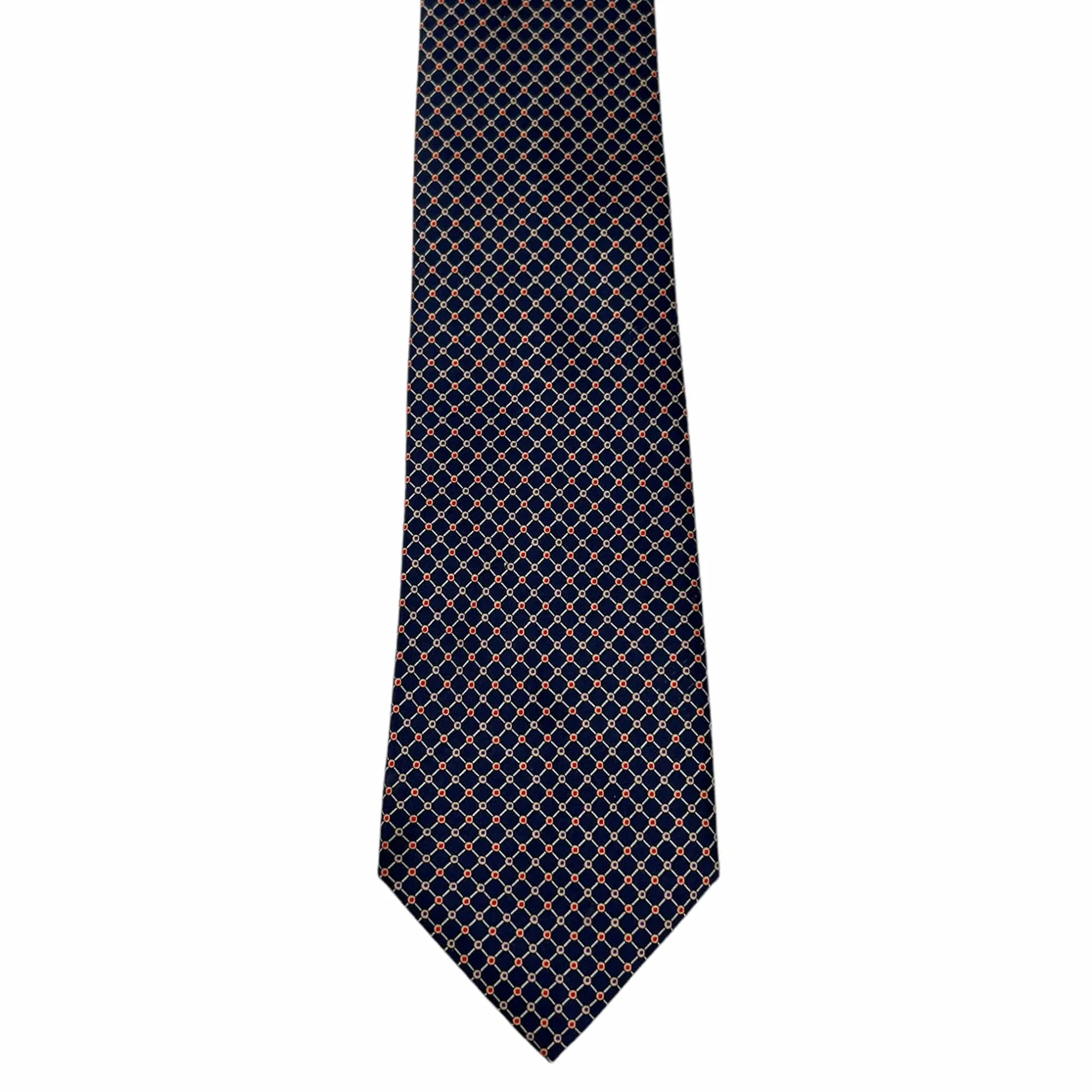 BRIONI Mini Print Handmade Silk Tie - Navy