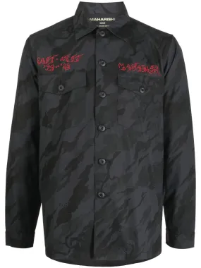 Camouflage-Print Logo-Embroidery Shirt