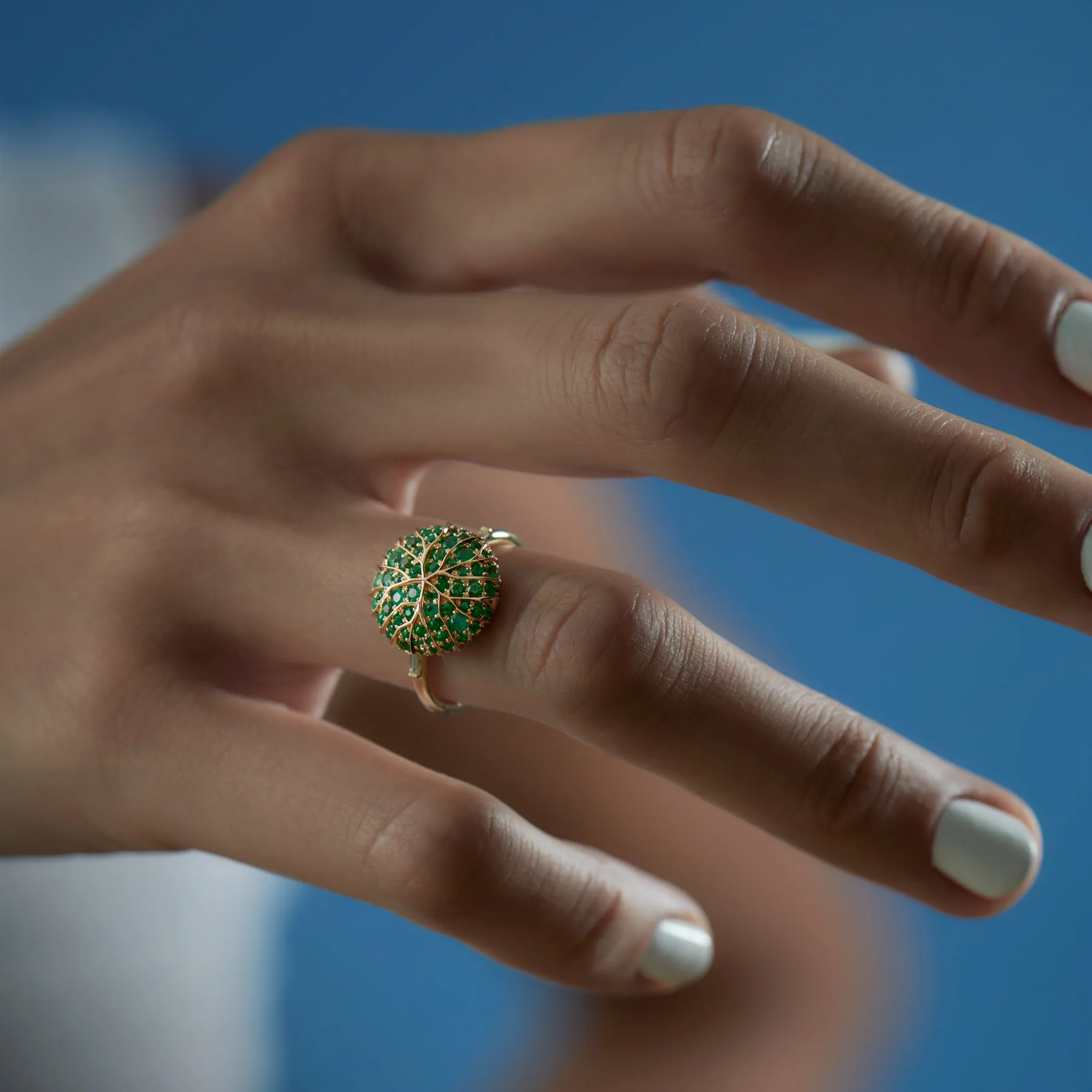 Canopy Emerald Pave & Gold Detail Statement Ring