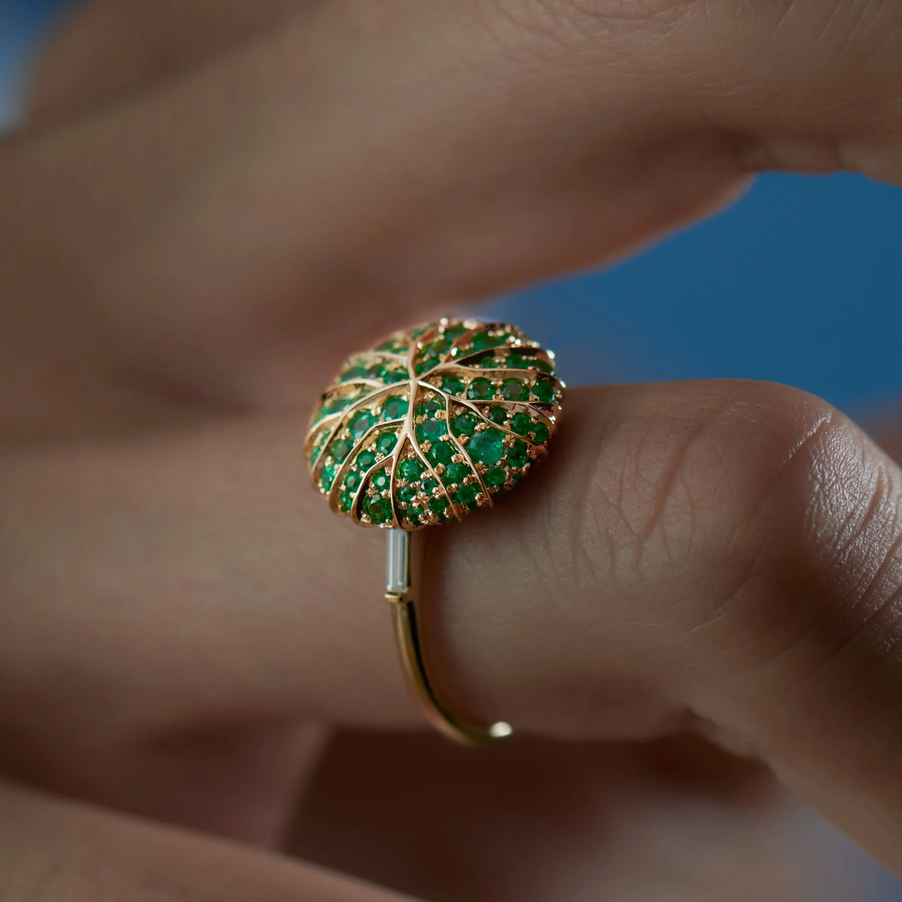 Canopy Emerald Pave & Gold Detail Statement Ring