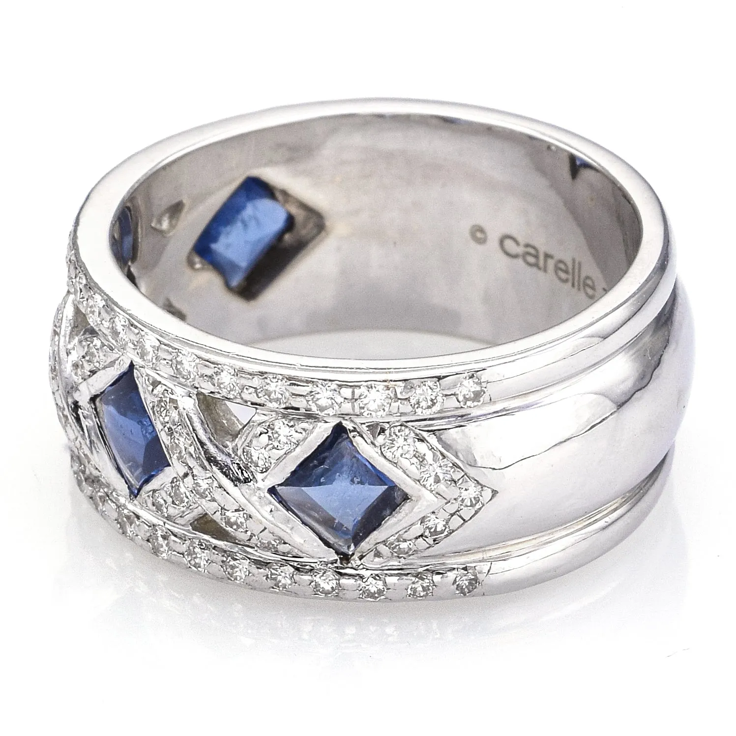 Carelle 18K Gold 1.70TCW Sapphire & 0.72TCW Diamond Band Ring with Card 13.5G