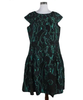 Carolina Herrera Black & Green Silk Dress sz 14