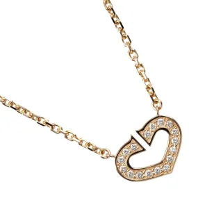 CARTIER Necklace K18 pink gold, diamond gold C heart Women Used Authentic