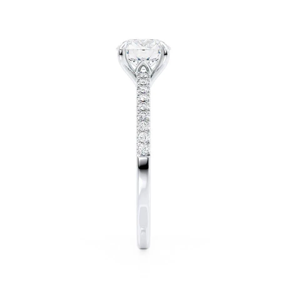 CATALINA - Round Lab Diamond 18k White Gold Shoulder Set Ring