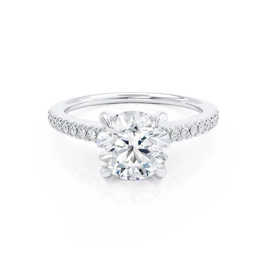 CATALINA - Round Lab Diamond 18k White Gold Shoulder Set Ring