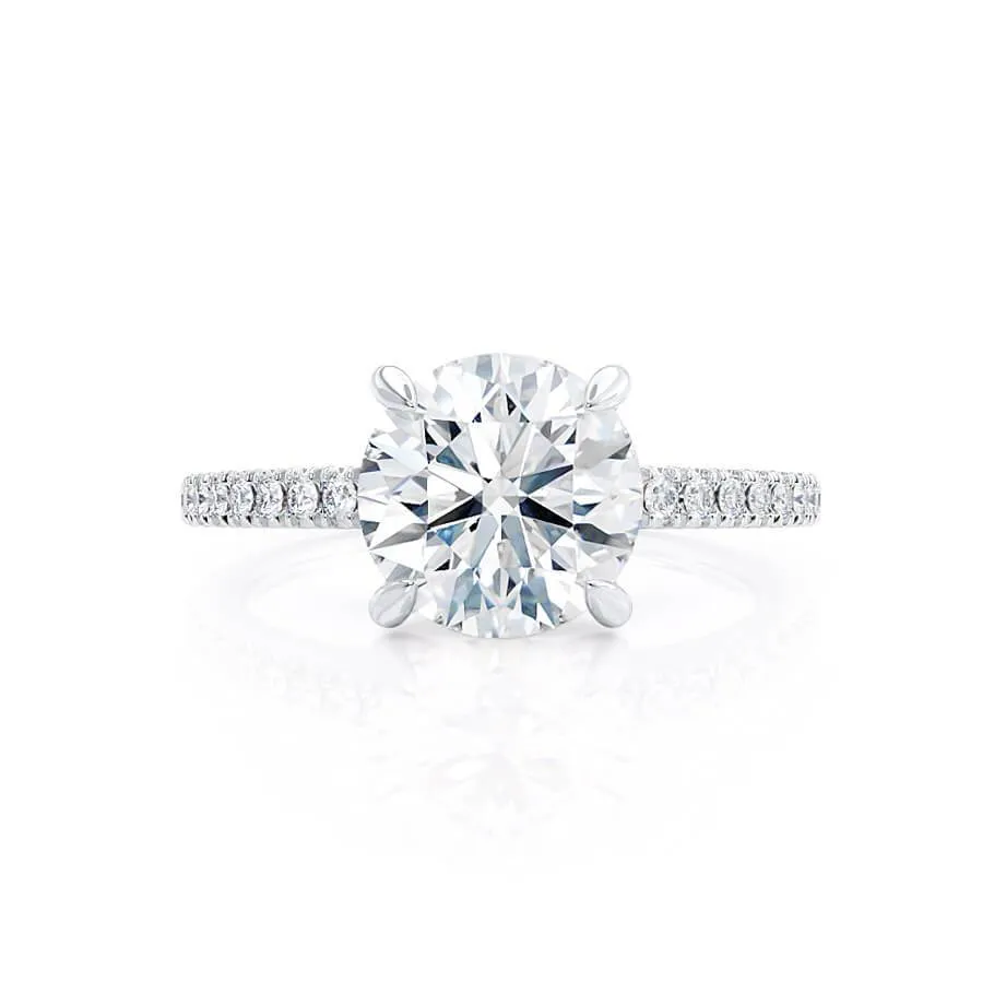 CATALINA - Round Lab Diamond 18k White Gold Shoulder Set Ring