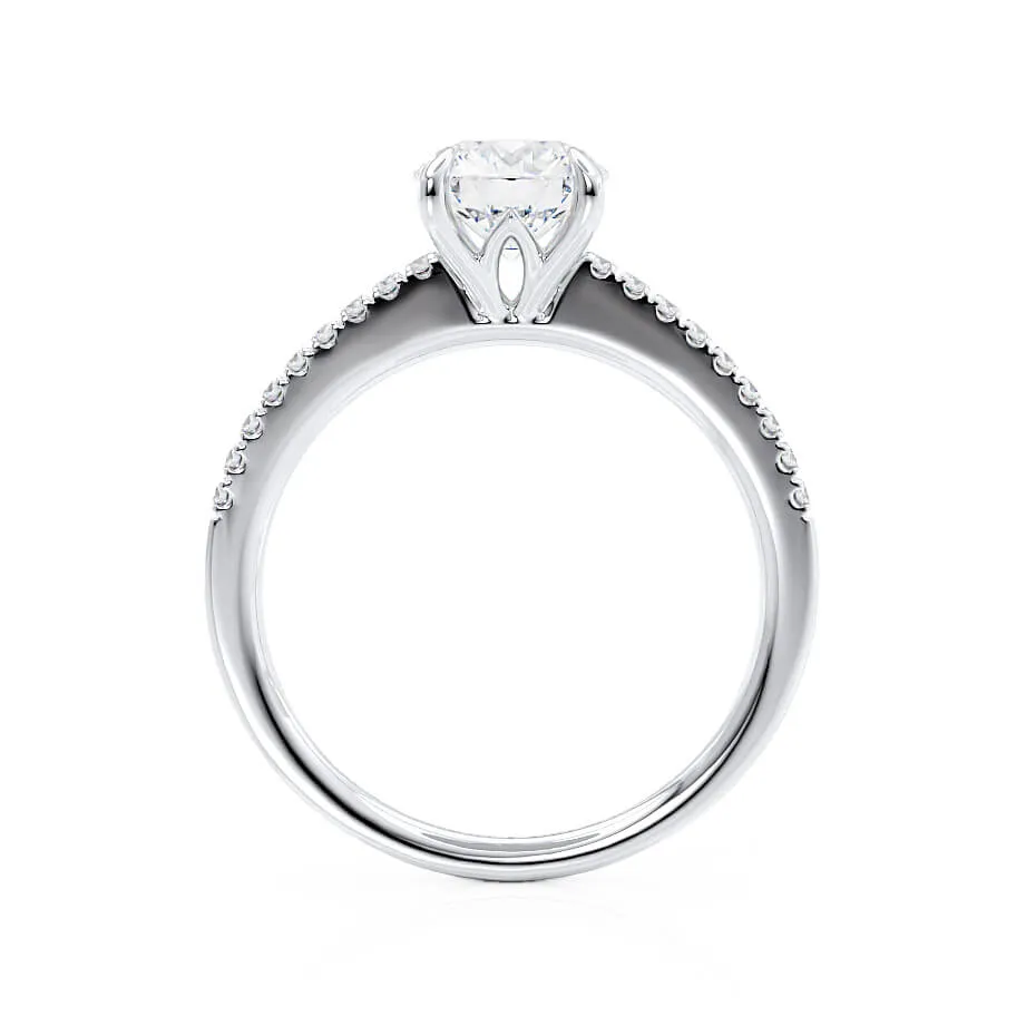 CATALINA - Round Lab Diamond 18k White Gold Shoulder Set Ring