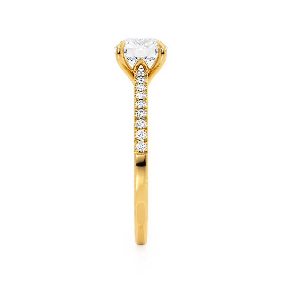 CATALINA - Round Lab Diamond 18k Yellow Gold Shoulder Set Ring