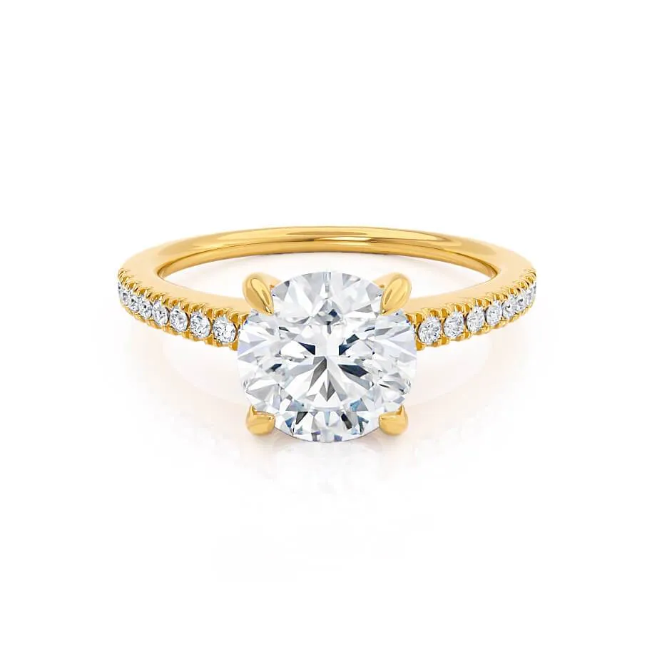 CATALINA - Round Lab Diamond 18k Yellow Gold Shoulder Set Ring