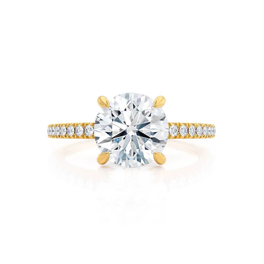 CATALINA - Round Lab Diamond 18k Yellow Gold Shoulder Set Ring