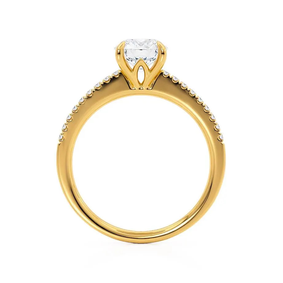 CATALINA - Round Lab Diamond 18k Yellow Gold Shoulder Set Ring