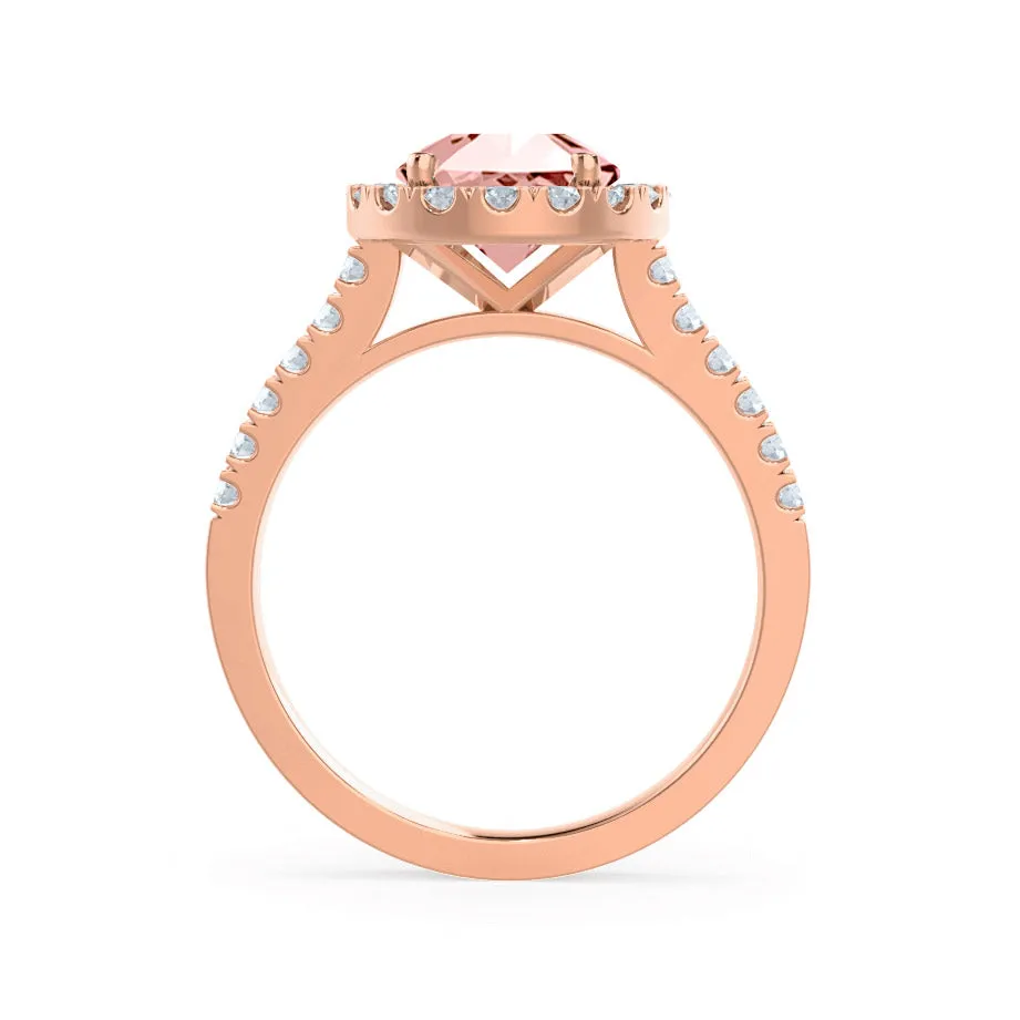 CECILY - Chatham® Lab Grown Champagne Sapphire & Diamond 18k Rose Gold Halo Ring