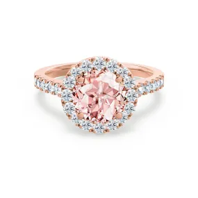 CECILY - Chatham® Lab Grown Champagne Sapphire & Diamond 18k Rose Gold Halo Ring