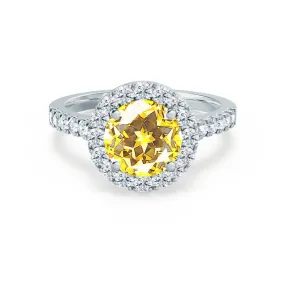 CECILY - Chatham® Lab Grown Yellow Sapphire & Diamond Platinum Halo Ring