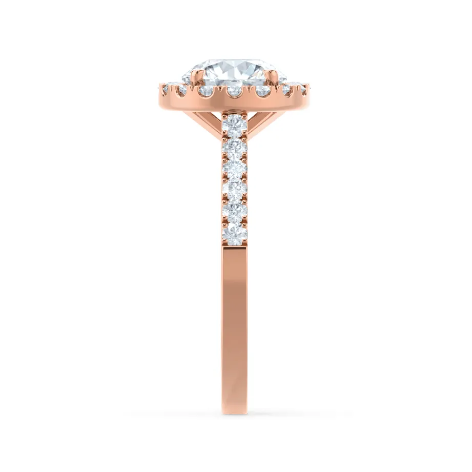 CECILY - Round Lab Diamond 18k Rose Gold Shoulder Set Ring