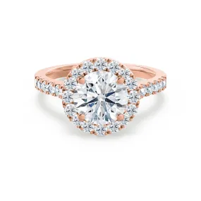 CECILY - Round Lab Diamond 18k Rose Gold Shoulder Set Ring