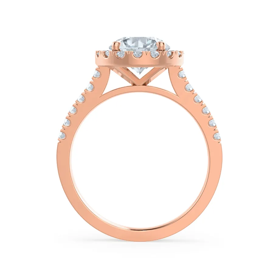 CECILY - Round Lab Diamond 18k Rose Gold Shoulder Set Ring