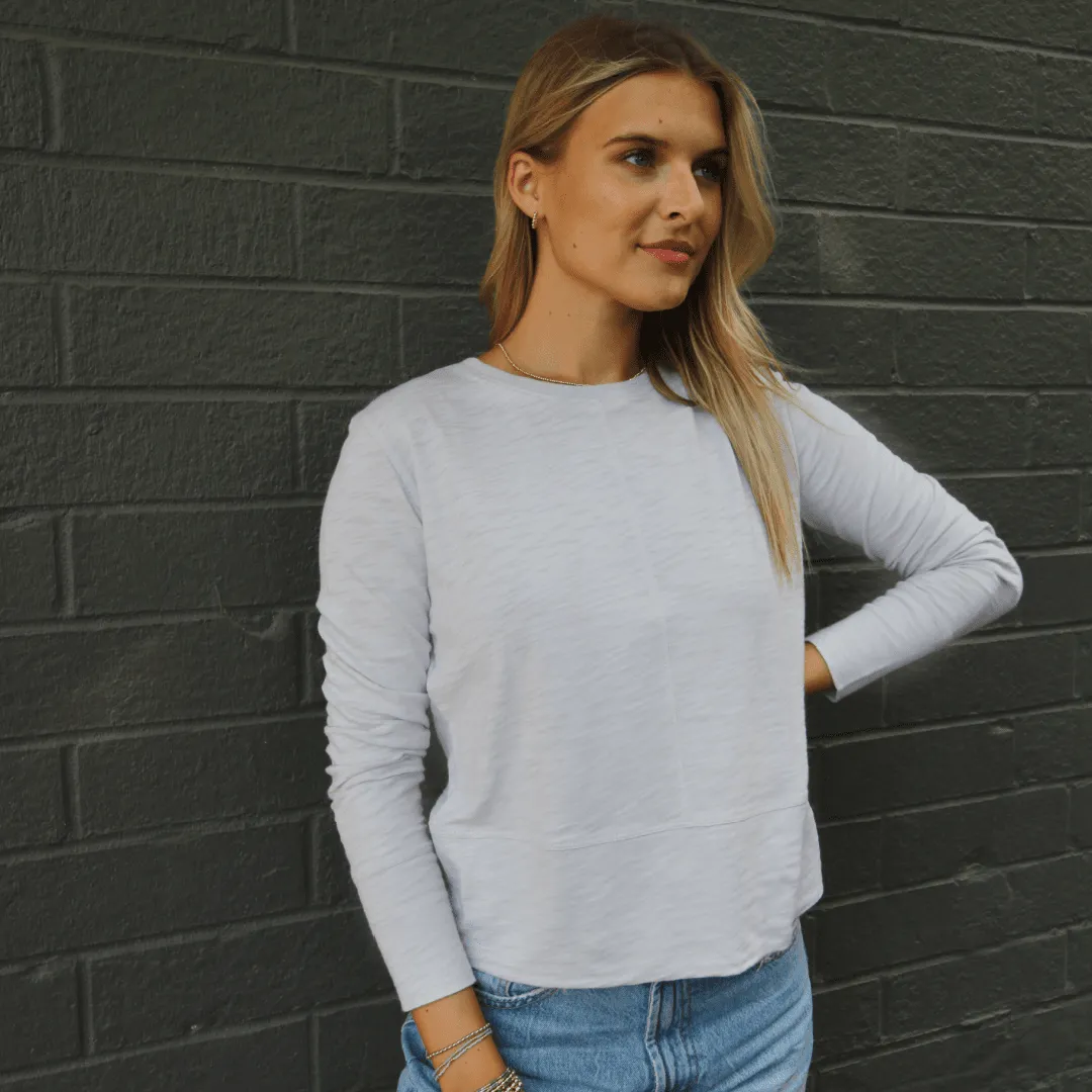 Celia Perfect Length Tee in Arctic Blue - Long Sleeve